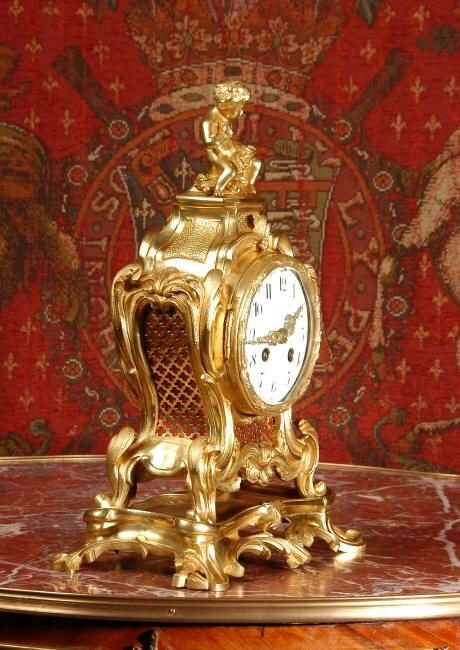 fig 2. *** SOLD *** Antique French Rococo Boudoir Table Clock